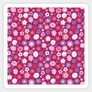 MAGENTA PINK PURPLE RETRO FLORAL FLOWERS VINTAGE SIXTIES Sticker